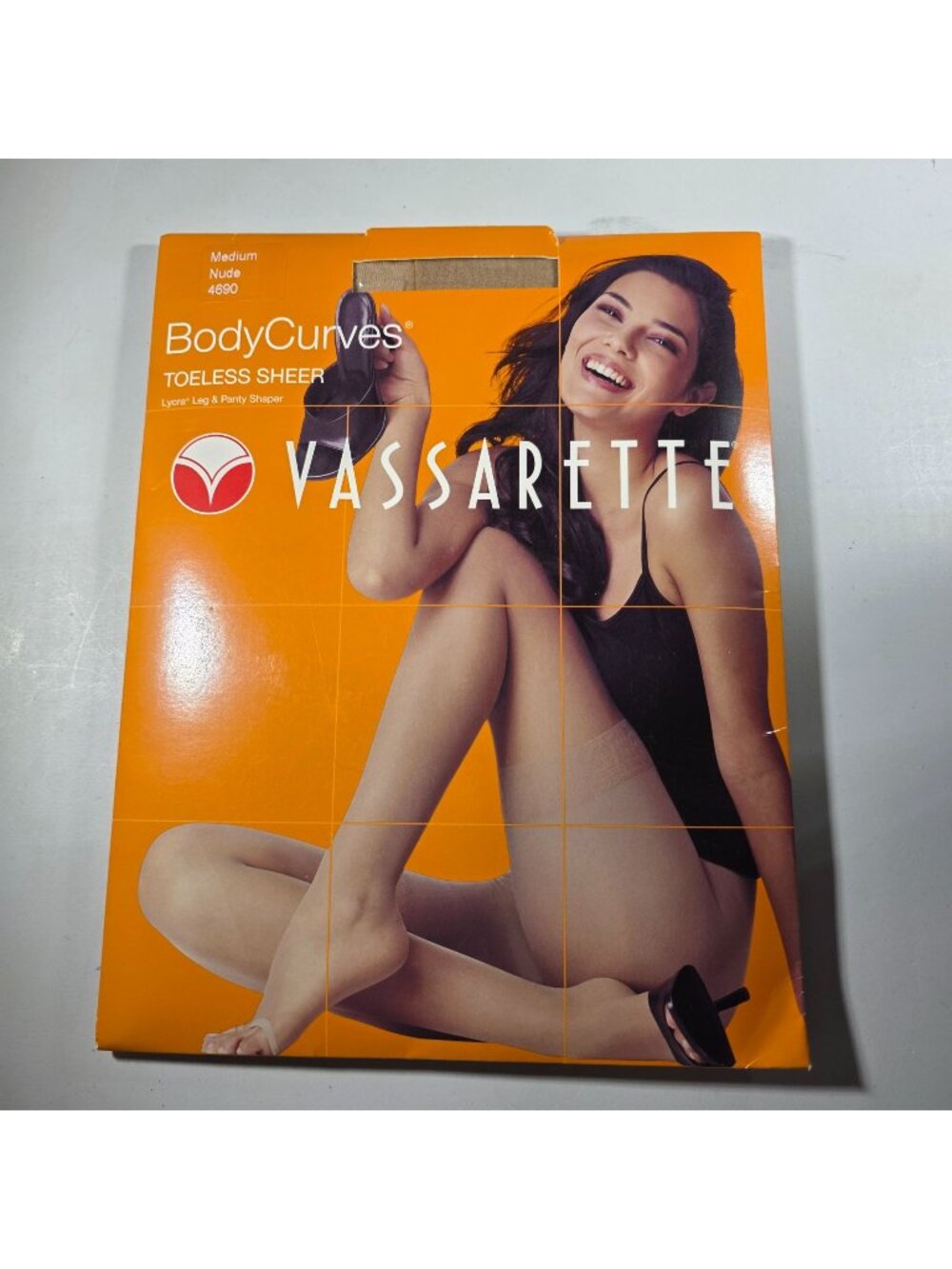 Leg & Panty Shaper Vassarette BodyCurves Toeless Sheer Lycra Medium Nude Hosiery